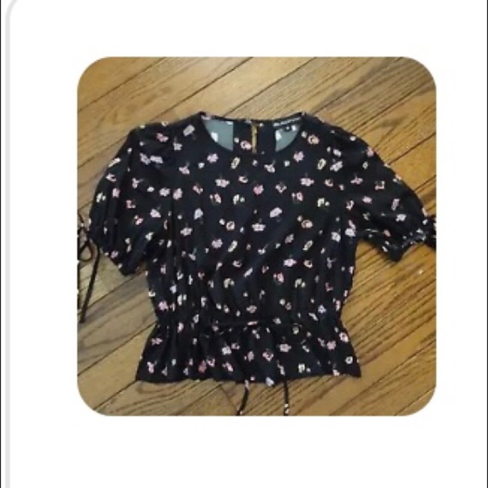 Jill Stuart black print peasant blouse